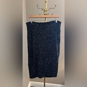 Express Black Sequin Pencil Skirt